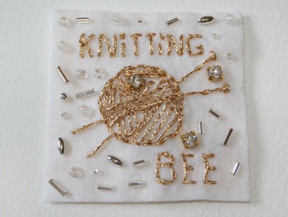 Knitting Bee Brooch Applique 1