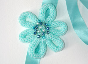 knitted blue flower