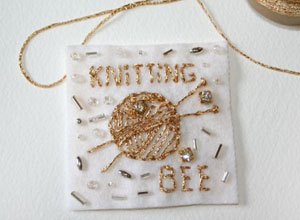 knitting bee brooch